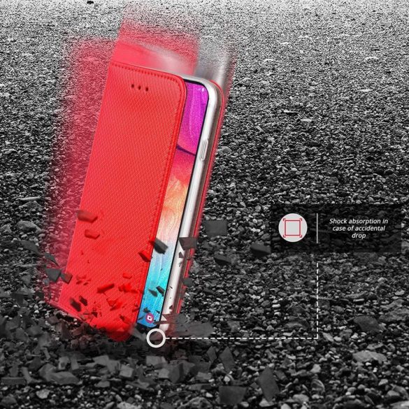 Smart Magnet Samsung Galaxy A40 oldalra nyíló tok, piros