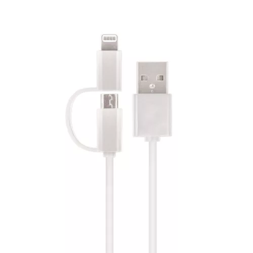 Setty USB Cable 2in1 Micro-USB és Lightning kábel, 2A, 1m, fehér