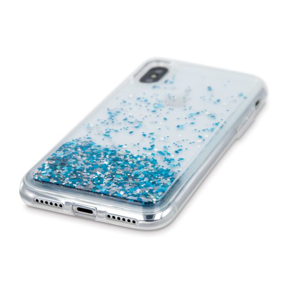 Liquid Sparkle Samsung Galaxy S10 Lite/A91 hátlap, tok, kék