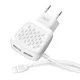 XO L51 2xUSB hálózati töltő és USB/Lightning kábel, gyorstöltő, 2.1A, 1m, fehér