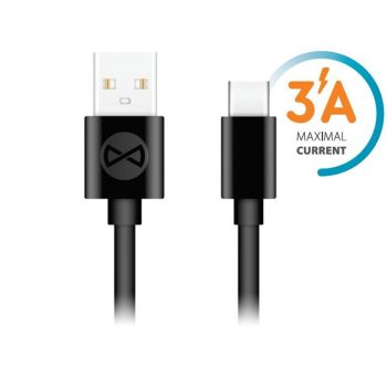   Forever USB-A/USB-C töltő és adatkábel, gyorstöltés funkció, 3A, 1m, fekete