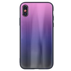   Aurora Glass Samsung Galaxy A12/M12 hátlap, tok, rózsaszín-fekete