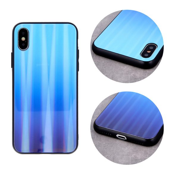 Aurora Glass Samsung Galaxy A12/M12 hátlap, tok, kék