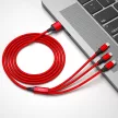 XO NB173 USB Cable 3in1 Micro-USB, Type-C, Lightning kábel, 2.4A, 1.2m, piros