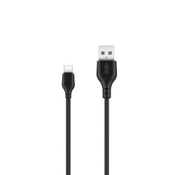 XO NB103 USB/USB-C kábel, 2.1A, 2m, fekete