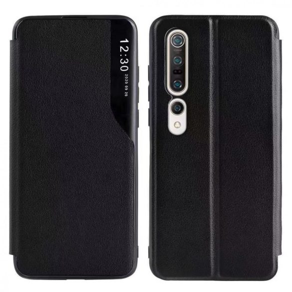 Eco Leather View Case 2 Samsung Galaxy A12/M12 oldalra nyíló tok, fekete