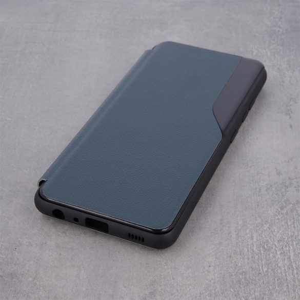 Eco Leather View Case 2 Samsung Galaxy A12/M12 oldalra nyíló tok, sötétzöld