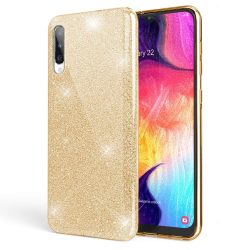 Glitter 3in1 case Samsung Galaxy A22 5G hátlap, tok, arany