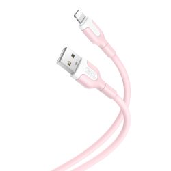 XO NB212 USB/Lightning kábel, 2.1A, 1m, rózsaszín