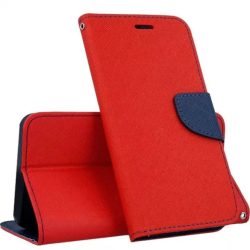   Smart Fancy iPhone 14 Pro Max oldalra nyíló tok, piros-kék