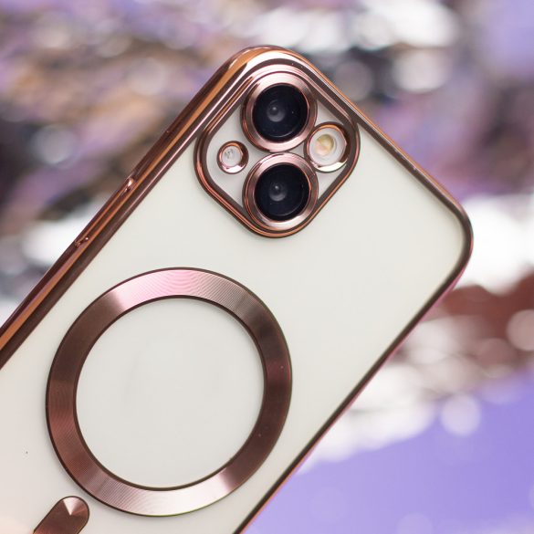 Color Chrome Mag case iPhone 12 magsafe kompatibilis kameravédős hátlap, tok, rozé arany