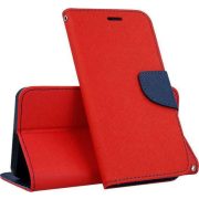 Smart Fancy iPhone 15 Pro oldalra nyíló tok, piros-kék