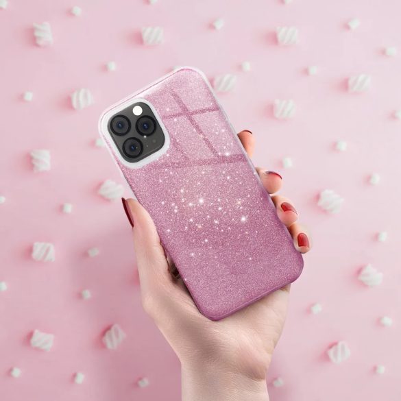 Glitter 3in1 Case iPhone 15 hátlap, tok, rózsaszín