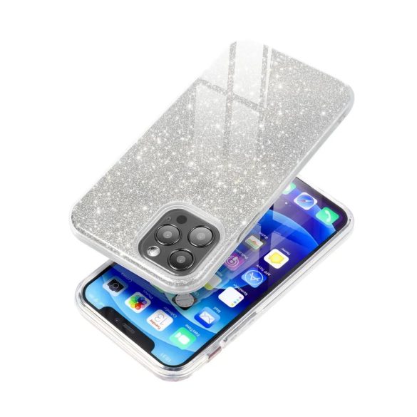 Glitter 3in1 Case iPhone 15 hátlap, tok, ezüst