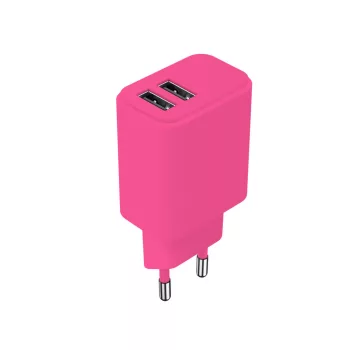   Setty hálózati töltő 2x USB 2,4A LSIM-AA-126 , rózsaszín