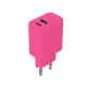 Setty hálózati töltő USB + USB-C 20W LSIM-AC-206 , rózsaszín
