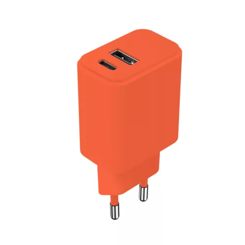 Setty hálózati töltő USB + USB-C 20W LSIM-AC-2010 orange