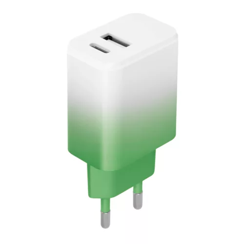Setty hálózati töltő USB + USB-C 20W LSIG-AC-20 mint-white gradient