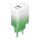 Setty hálózati töltő USB + USB-C 20W LSIG-AC-20 mint-white gradient