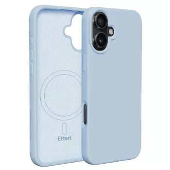   Etteri Silicone Mag case iPhone 16 Plus MagSafe szilikon hátlap, tok, világoskék