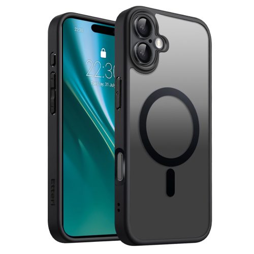 Etteri Matt Mag case iPhone 16 MagSafe matt hátlap, tok, fekete-átlátszó