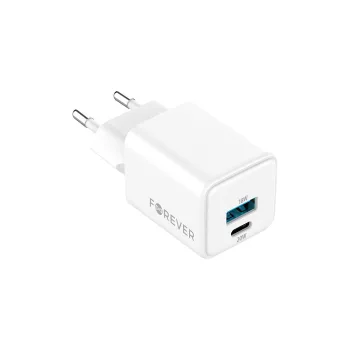   Forever TC-08-20AC GaN PD QC hálózati töltő 1x USB-C 1x USB 20W, fehér