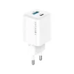 Forever TC-08-45AC GaN PD QC hálózati töltő 1x USB-C 1x USB 45W, fehér