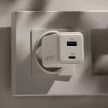 Forever TC-08-45AC GaN PD QC hálózati töltő 1x USB-C 1x USB 45W, fehér