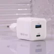 Forever TC-08-45AC GaN PD QC hálózati töltő 1x USB-C 1x USB 45W, fehér