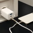 Forever TC-08-65ACC GaN PD QC hálózati töltő 2x USB-C 1x USB 65W, fehér