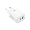 XO hálózati töltő CE30 PD 30W 1x USB-C 1x USB, fehér + kábel USB-C - USB-C