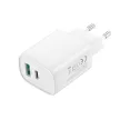 XO hálózati töltő CE30 PD 30W 1x USB-C 1x USB, fehér + kábel USB-C - USB-C