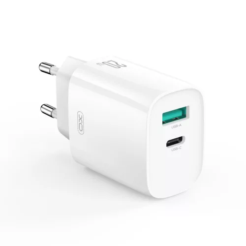 XO hálózati töltő CE29 PD 20W 1x USB-C 1x USB, fehér