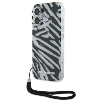  Karl Lagerfeld KLHCP16SHZBPKCCK iPhone 16 6.1" IML Zebra Pattern & Cord tok, fekete