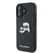 Karl Lagerfeld KLHCP16SPGKLKCPK iPhone 16 6.1" Monogram Karl&Chaoupette Head Pin tok, fekete