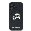 Karl Lagerfeld KLHCP16SPGKLKCPK iPhone 16 6.1" Monogram Karl&Chaoupette Head Pin tok, fekete