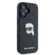Karl Lagerfeld KLHCP16SPGKLKIPK iPhone 16 6.1" hardcase Monogram Karl Head Pin tok, fekete