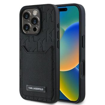  Karl Lagerfeld KLHCP16XPGKHPRPK iPhone 16 Pro Max 6.9" tok, fekete Cardslots Monogram