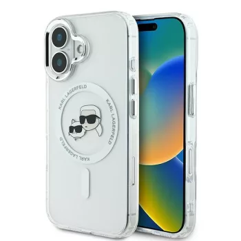   Karl Lagerfeld case iPhone 16 Plus 6,7" KLHMP16MHLSKCH Hard IML Metal Karl&Choupette Head MagSafe tok, fehér