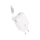 XO hálózati töltő CE31 1x USB 1x USB-C 30W, fehér with kihúzható USB-C kábel