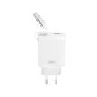 XO hálózati töltő CE31 1x USB 1x USB-C 30W, fehér with kihúzható USB-C kábel
