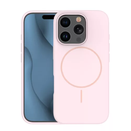 Silicone Thin Mag case iPhone 15 6,1" tok, rózsaszín