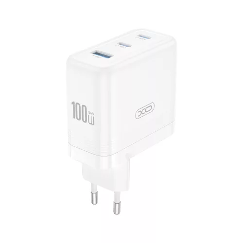 XO hálózati töltő CE35 PD 100W 2x USB-C 1x USB, fehér