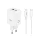 XO hálózati töltő CE36 PD 45W 1x USB-C 1x USB, fehér + kábel USB-C - USB-C