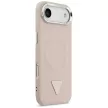 Guess Case Magsafe PU Leather Case Triangle Logo Metal Camera Frame iPhone 17 Air tok, rózsaszín