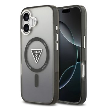   GUESS Magsafe IML Gradient Case With Print Triangle Logo & Metal Camera Buttons iPhone 17 tok, fekete