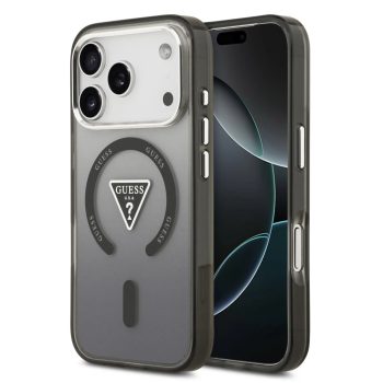   GUESS Magsafe IML Gradient Case With Print Triangle Logo & Metal Camera Buttons iPhone 17 Pro tok, fekete