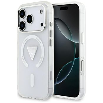   GUESS Magsafe IML Gradient Case With Print Triangle Logo & Metal Camera Buttons iPhone 17 Pro tok, átlátszó