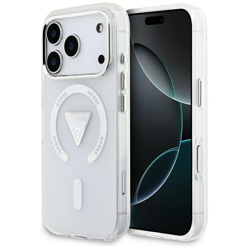 GUESS Magsafe IML Gradient Case With Print Triangle Logo & Metal Camera Buttons iPhone 17 Pro tok, átlátszó