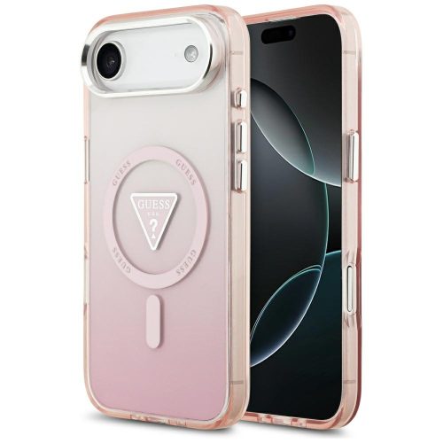 GUESS Magsafe IML Gradient Case With Print Triangle Logo & Metal Camera Buttons iPhone 17 Air tok, rózsaszín